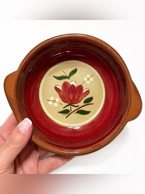 Stangl Pottery 'Magnolia' Lugged Soup Bowls Set 3 Vintage Mid Century Modern